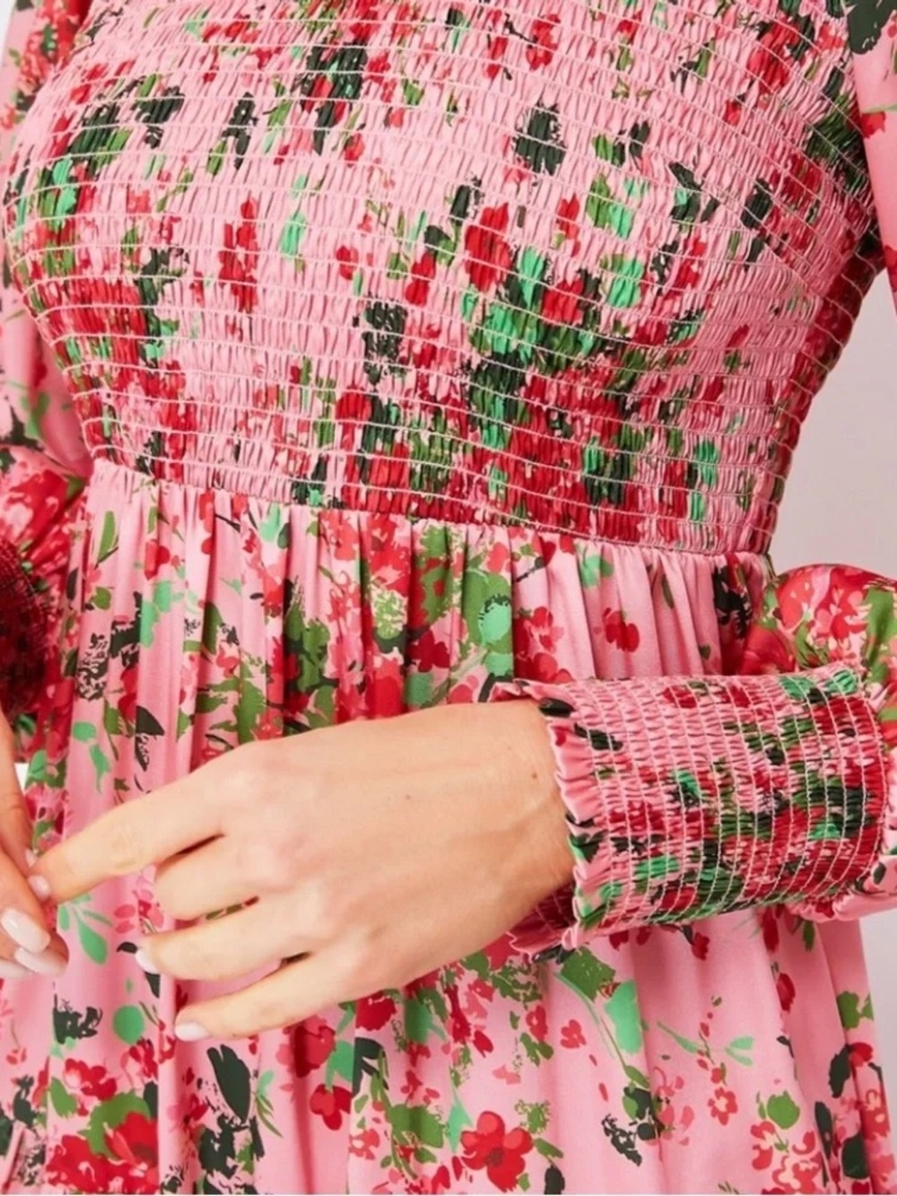 Tuckernuck Peony Meadows Libby Dress Pink Floral Smocked Maxi S - Picture 7 of 14